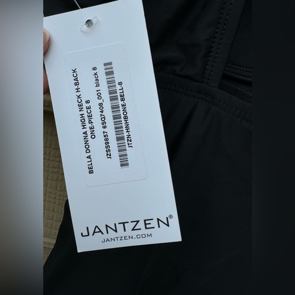 NWT- Jantzen Swimsuit One Piece Geometric Black White Lined - Picture 8 of 8